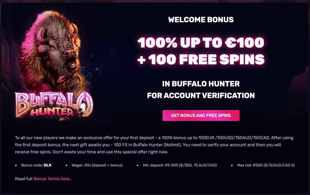 dlx casino welcome bonus